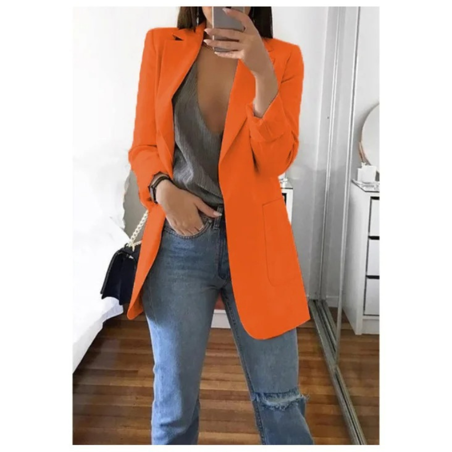Eleganter gemusterter Doppelreiher-Blazer für Damen – Ideal für Büro-Outfits