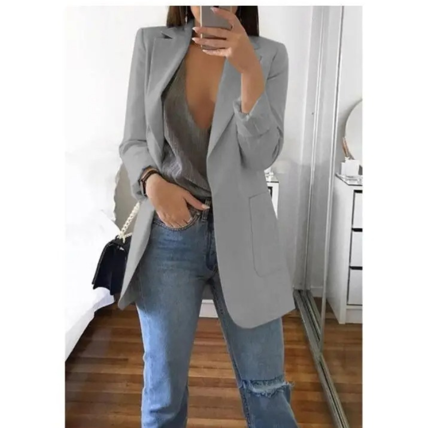 Eleganter gemusterter Doppelreiher-Blazer für Damen – Ideal für Büro-Outfits