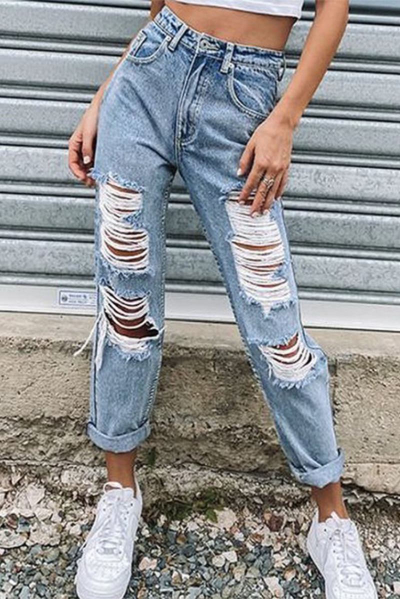 Vintage-inspirierte Straight-Leg-Jeans im Used-Look