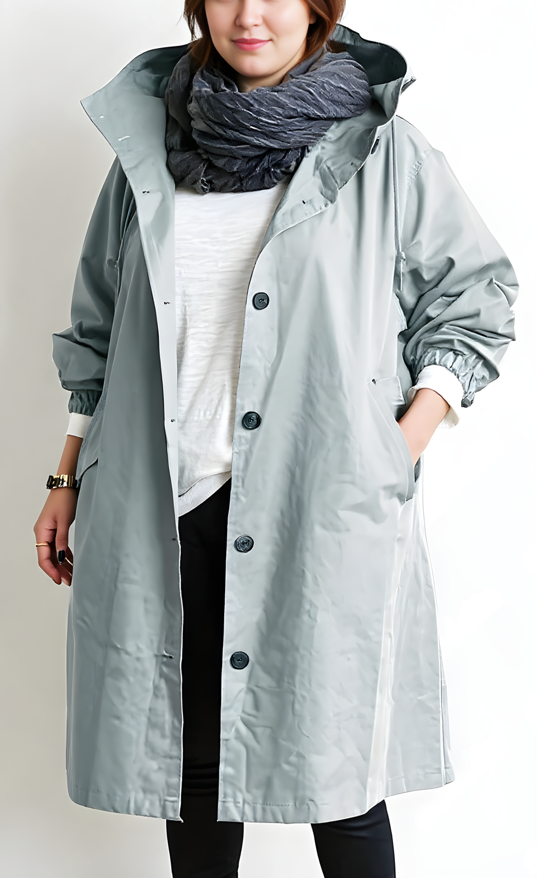 Plus Size Damen Trenchcoat mit Kapuze