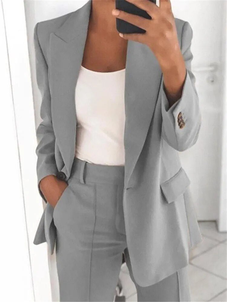 Blazer mit weitem Hosen-Set