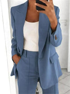Blazer mit weitem Hosen-Set