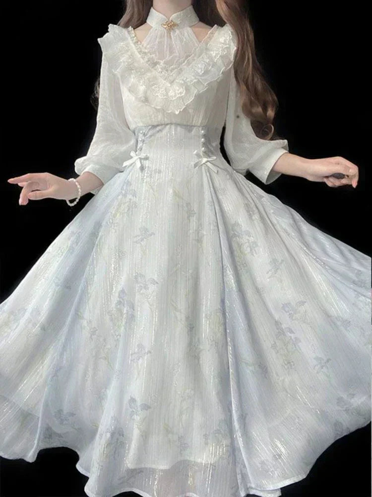 Elegantes Midi-Kleid im Stil der Belle Époque