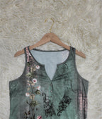 Ärmellose Bluse mit Aquarell-Blumenmuster