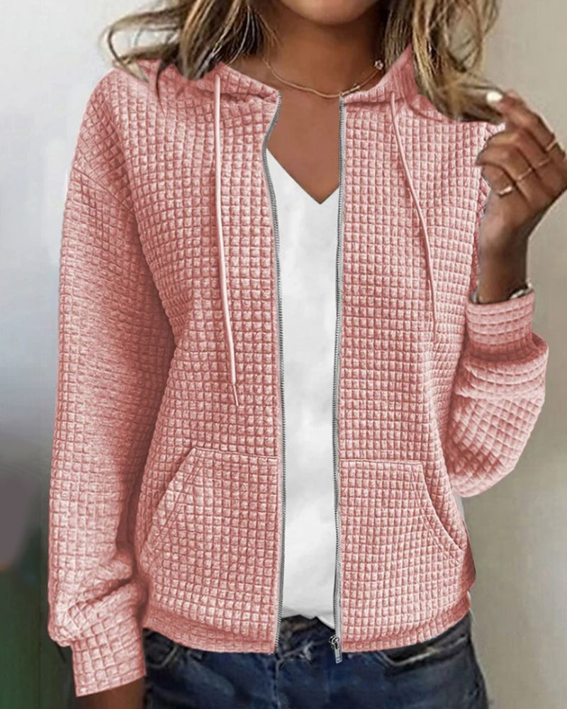 Frauen Zip-Up Kapuzencardigan