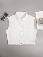 Johanna - Ärmellose Denimjacke mit nützlichen Klappentaschen