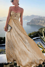 Frauen Maxikleid mit schulterfreiem Design