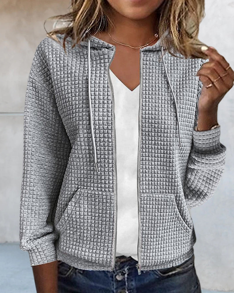 Frauen Zip-Up Kapuzencardigan