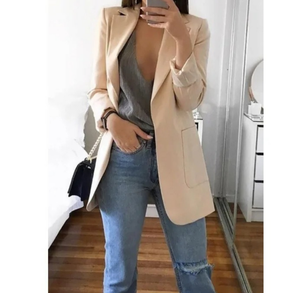 Eleganter gemusterter Doppelreiher-Blazer für Damen – Ideal für Büro-Outfits