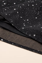 Elegantes schwarzes Glitzerkleid mit chicem Netzüberzug