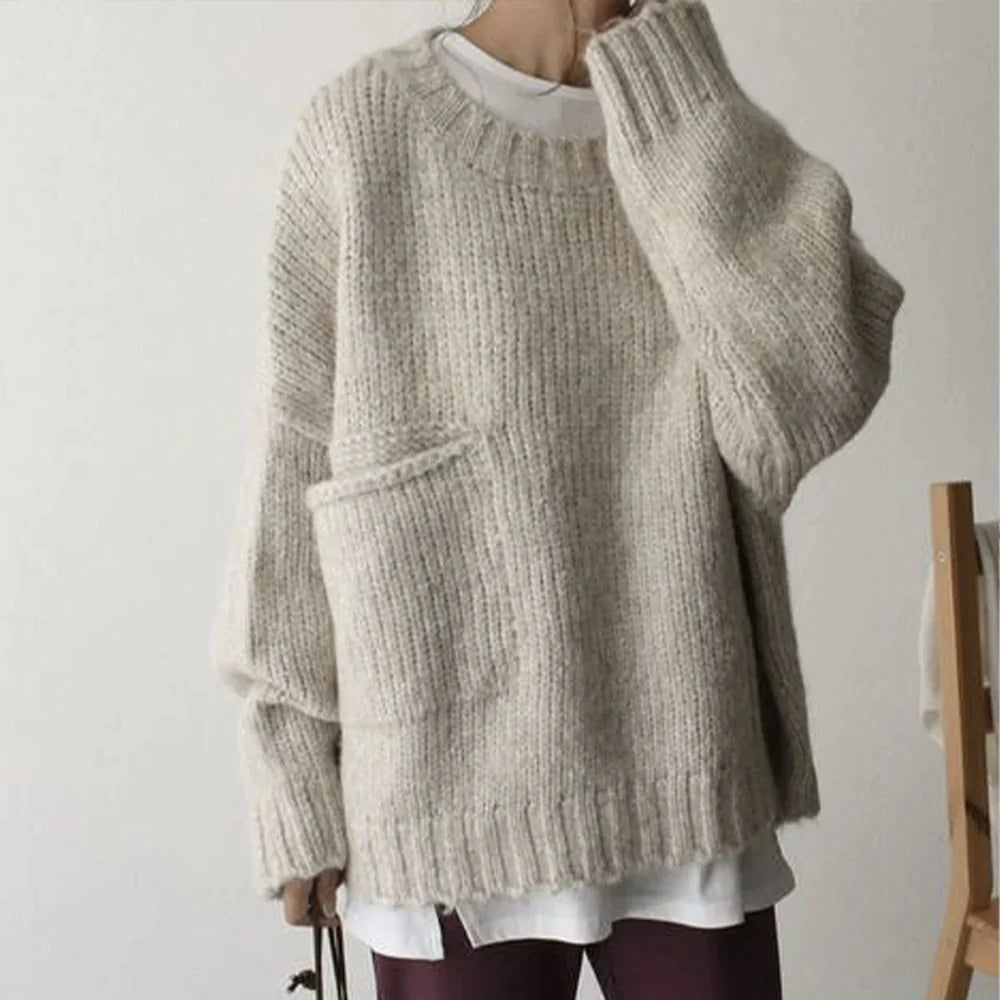 Gemütlicher Oversized-Pullover mit praktischer Tasche