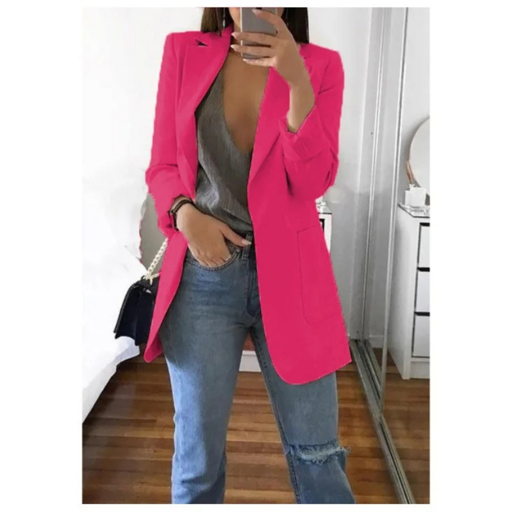 Eleganter gemusterter Doppelreiher-Blazer für Damen – Ideal für Büro-Outfits