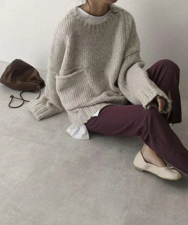 Gemütlicher Oversized-Pullover mit praktischer Tasche