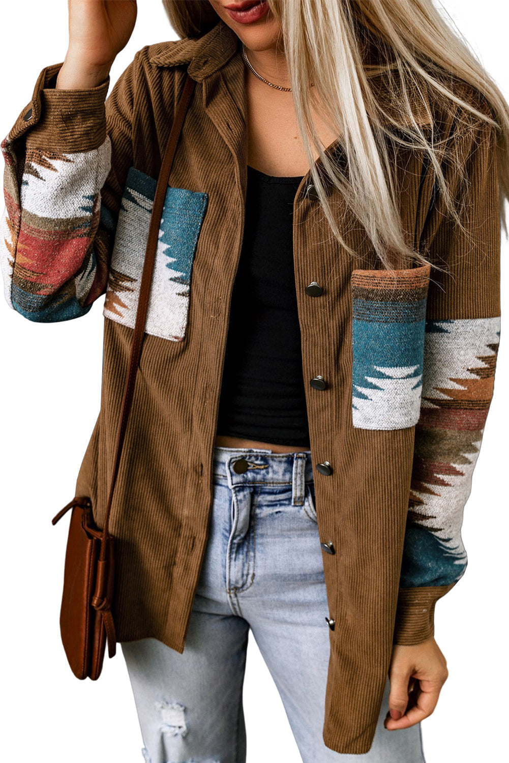 Azteken-inspirierte Cordjacke