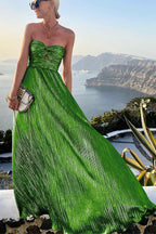 Frauen Maxikleid mit schulterfreiem Design