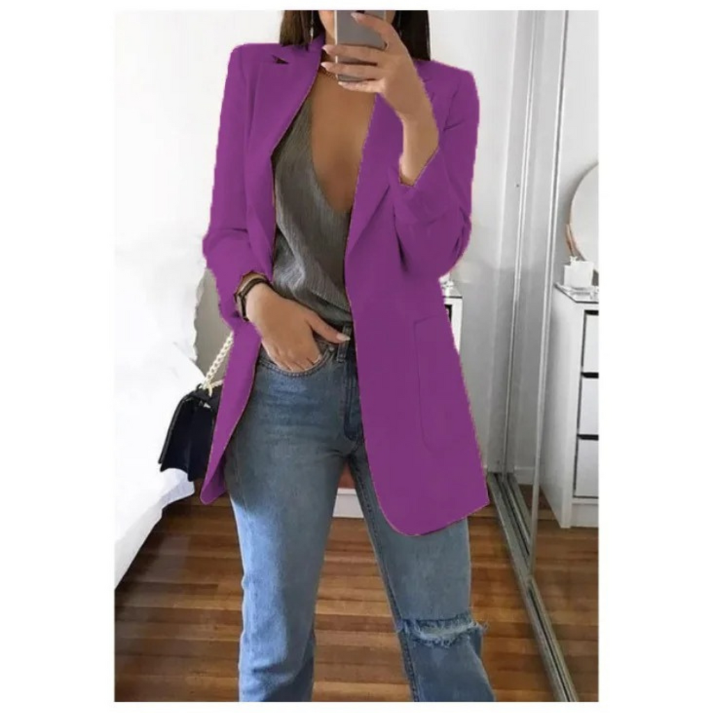 Eleganter gemusterter Doppelreiher-Blazer für Damen – Ideal für Büro-Outfits