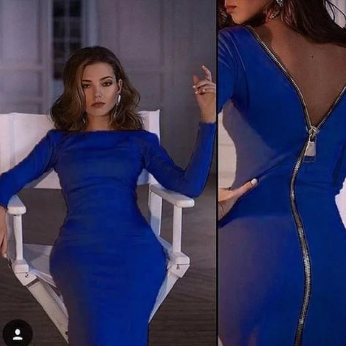 Bernadeth Elegantes Bodycon Kleid mit durchgehendem Rückenreißverschluss