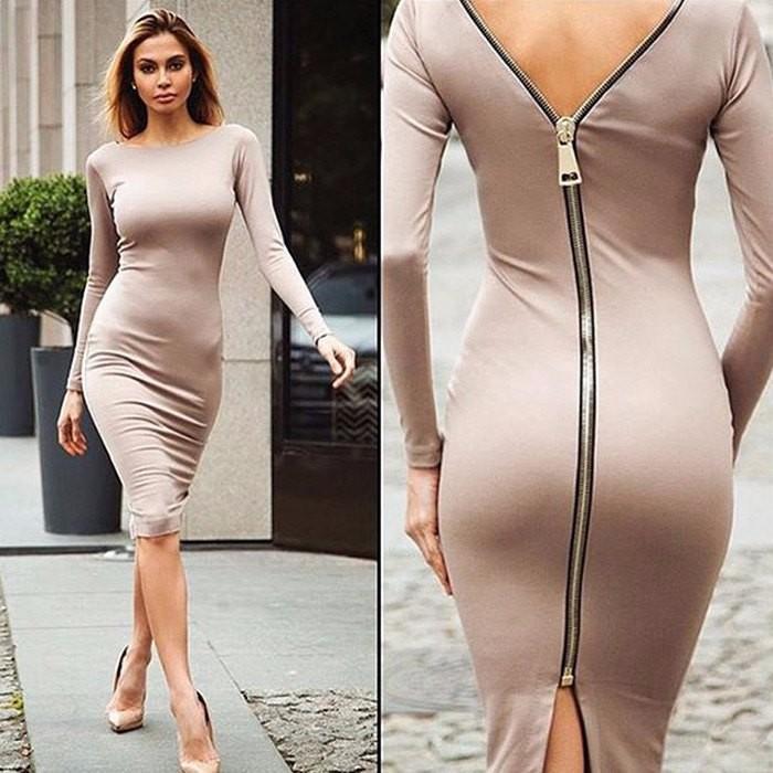 Bernadeth Elegantes Bodycon Kleid mit durchgehendem Rückenreißverschluss