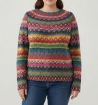 Farbenfroher Strickpullover für Plus-Size Damen