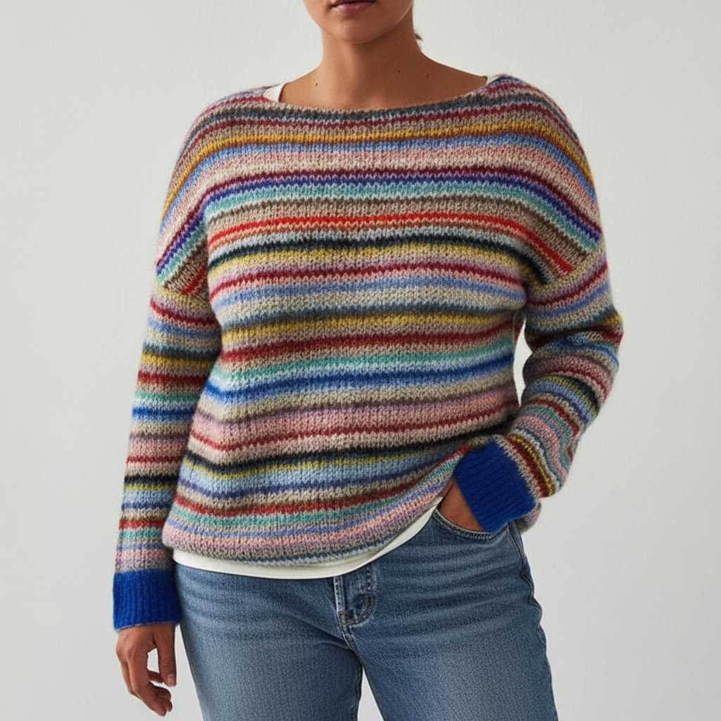 Farbenfroher Strickpullover für Plus-Size Damen