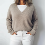 Eleganter V-Ausschnitt Oversized Pullover für Damen in Übergrößen