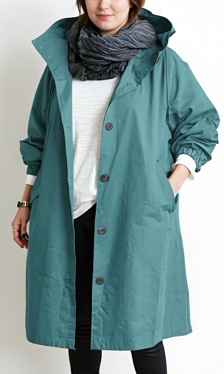 Plus Size Damen Trenchcoat mit Kapuze