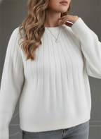 Bequemer Plus-Size Damenpullover im Rippstrick-Stil