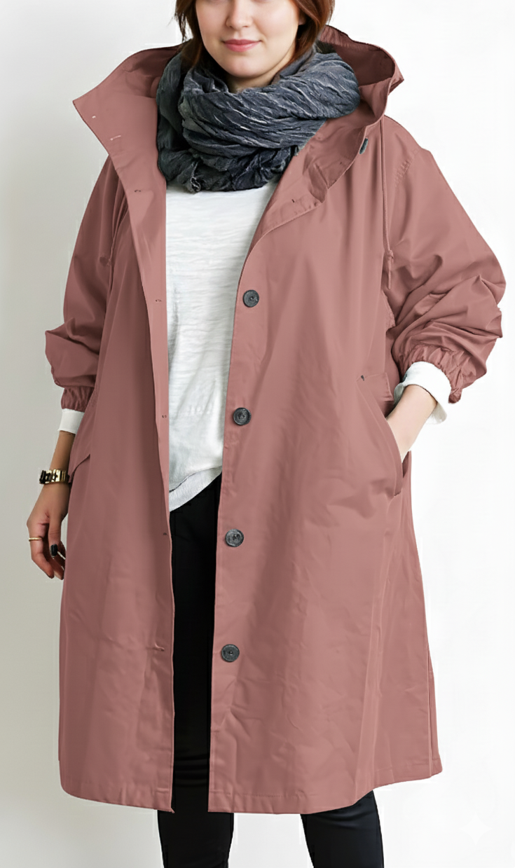 Plus Size Damen Trenchcoat mit Kapuze