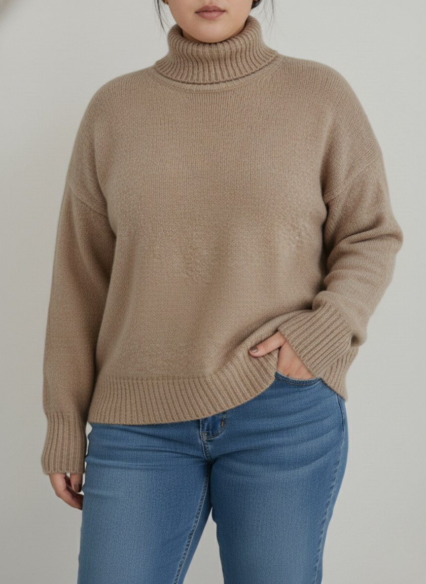 Vayna - Damen Plus Size Strickpullover mit Rollkragen