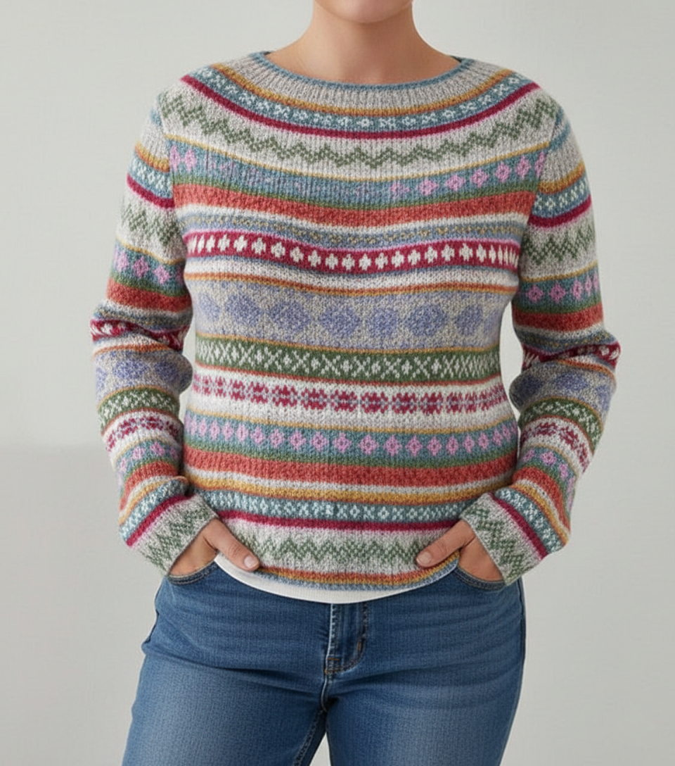 Farbenfroher Strickpullover für Plus-Size Damen