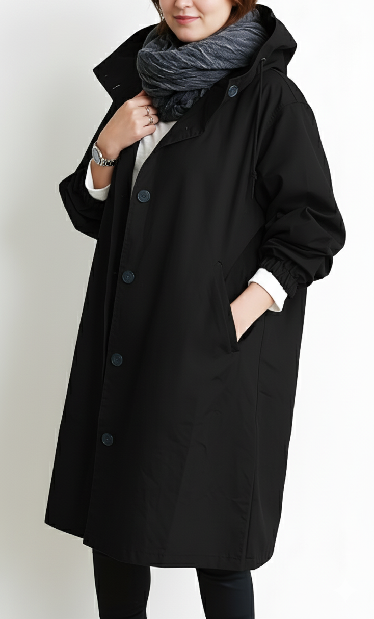 Plus Size Damen Trenchcoat mit Kapuze