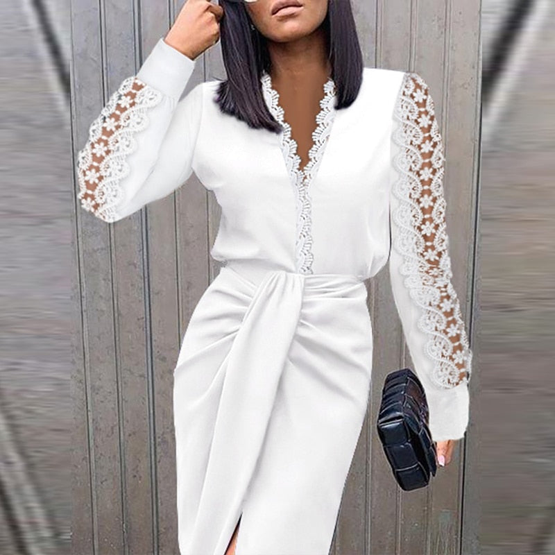 Elegantes Langarm-Cocktailkleid für Damen | Glamouröses Abendkleid