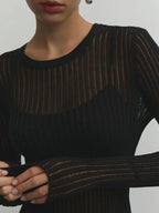 Elegante transparente Bluse im Streifenmuster