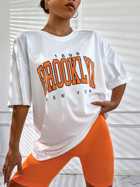 Brooklyn York Übergrößen T-Shirt im Vintage-Stil