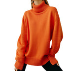 Damen Oversized Rollkragenpullover - Klassisches Strickdesign