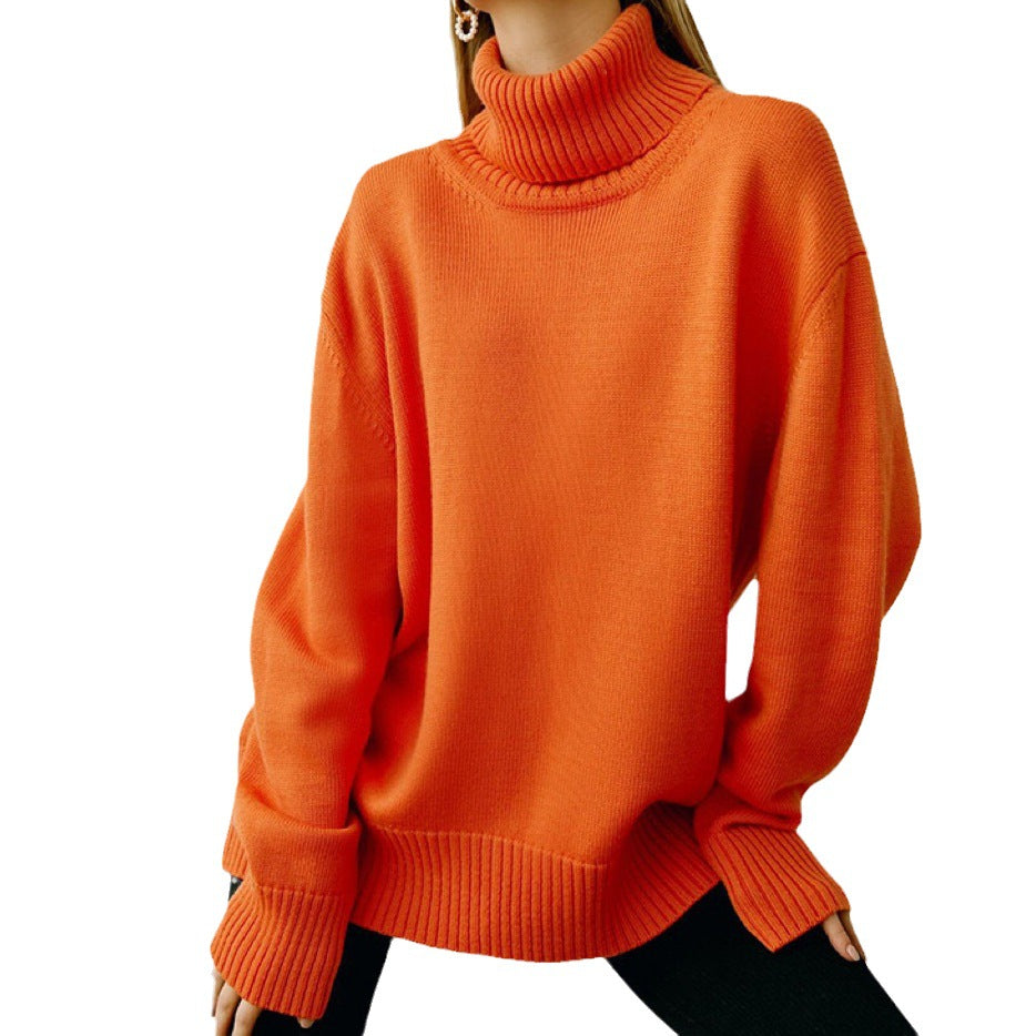 Damen Oversized Rollkragenpullover - Klassisches Strickdesign