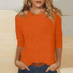 Stilvolles Damen-Freizeitoberteil mit 3/4-Ärmeln und abgerundetem Saum von Heidi Fashion