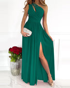 Chic One-Shoulder Maxi Evening Gown