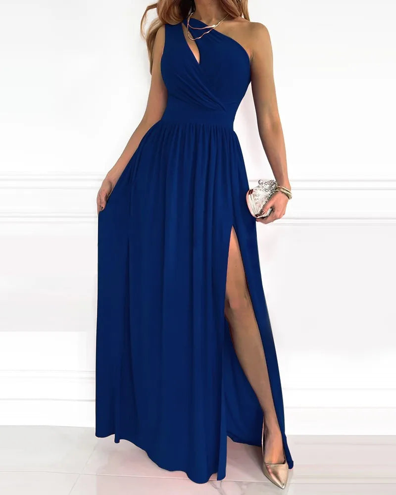 Chic One-Shoulder Maxi Evening Gown