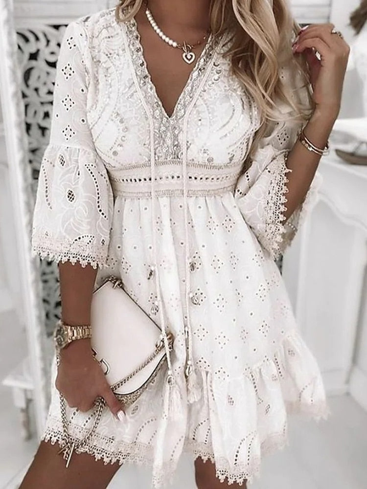Boho-Kleid im Ibiza-Stil