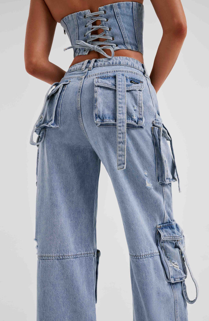 Modische Damen Denim Cargo-Jeans
