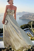 Frauen Maxikleid mit schulterfreiem Design