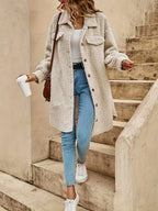 Einfarbiger Damen-Teddy-Mantel