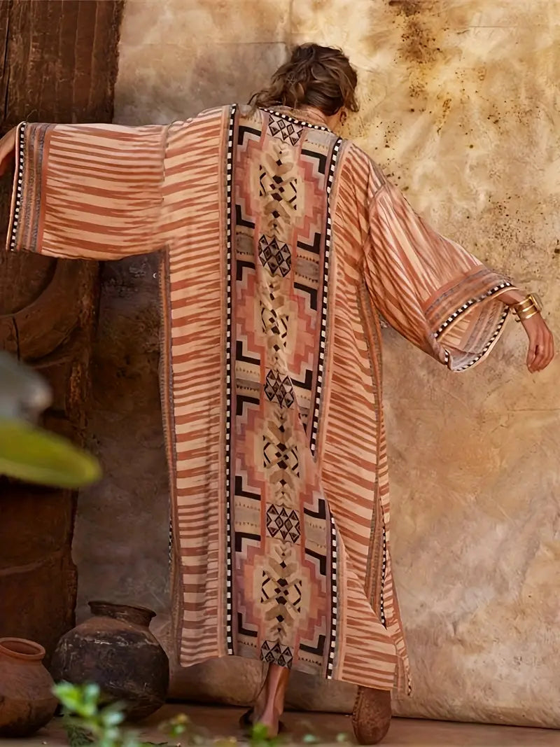 Bohemian Kimono in Übergröße mit verstellbarem Gürtel