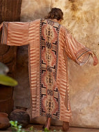 Bohemian Kimono in Übergröße mit verstellbarem Gürtel