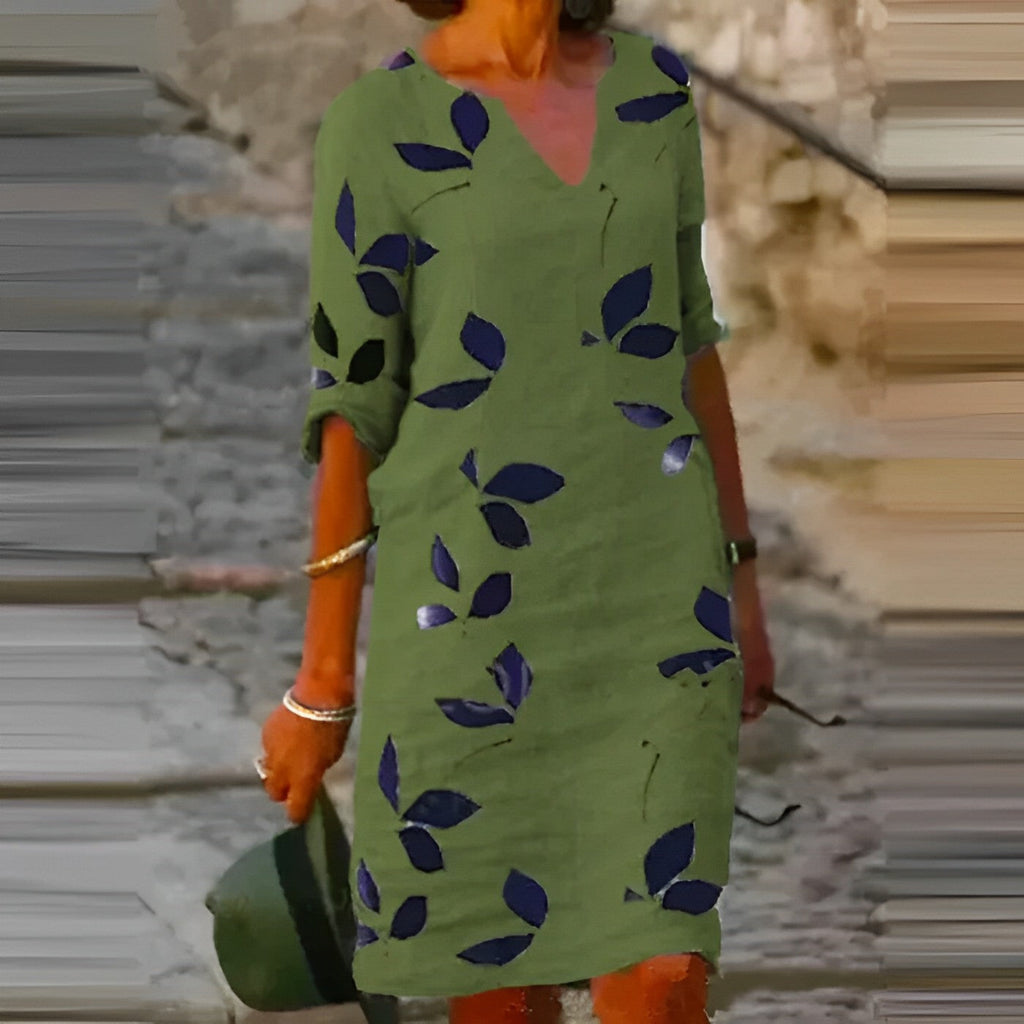 Elegantes Damen-Sommerkleid mit Blattdesign