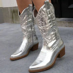 Stilvolle Metallische Western-Stiefeletten