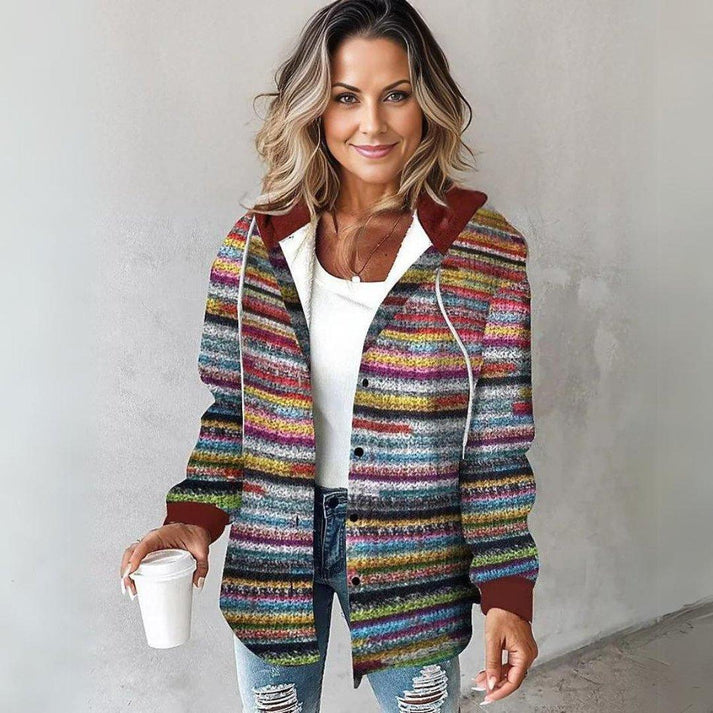Bunter Gestreifter Damen-Cardigan