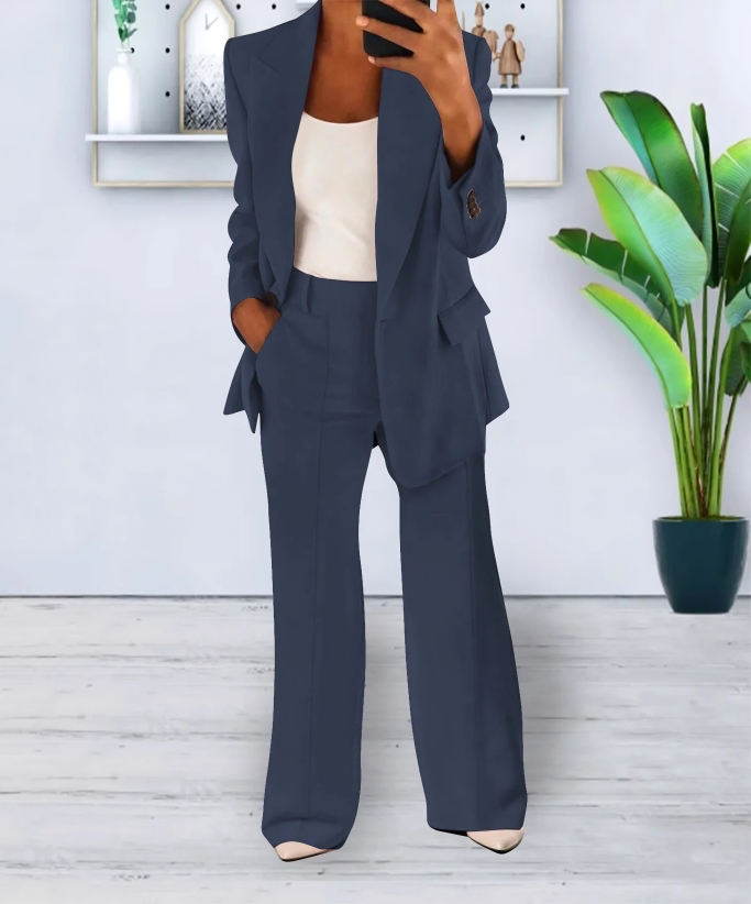 Blazer mit weitem Hosen-Set